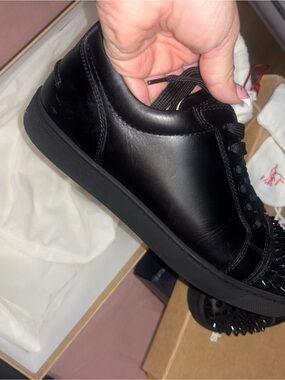 Christian Louboutin Black Low-Top Leather Sneakers